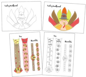 Your kids will love this Thanksgiving Craft! They will look so CUTE and ADORABLE with these Turkey Headband, Ties and Bracelets