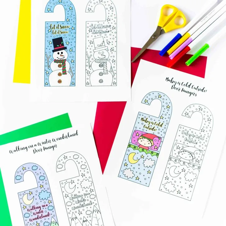 Welcome the cold season of the year with these Coloring Winter Door Hangers Free Printable. Trust me, they'll look really cute on your children's bedroom!!!