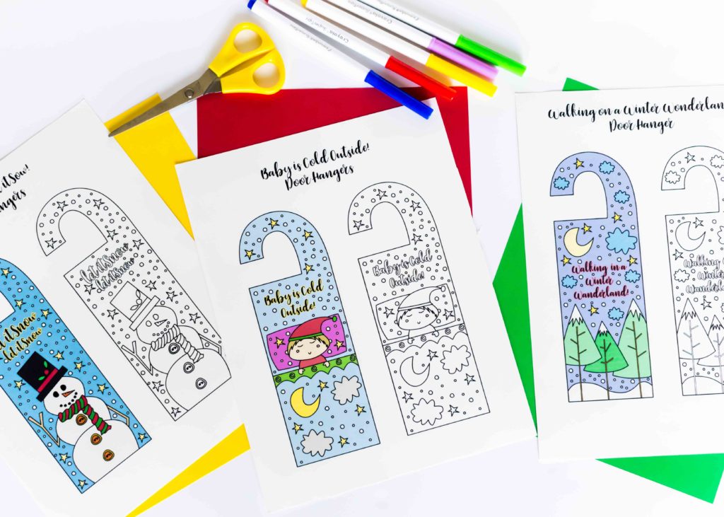 Welcome the cold season of the year with these Coloring Winter Door Hangers Free Printable. Trust me, they'll look really cute on your children's bedroom!!!