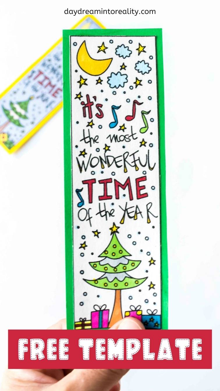 Coloring Christmas Bookmarks free printable - Pinterest image