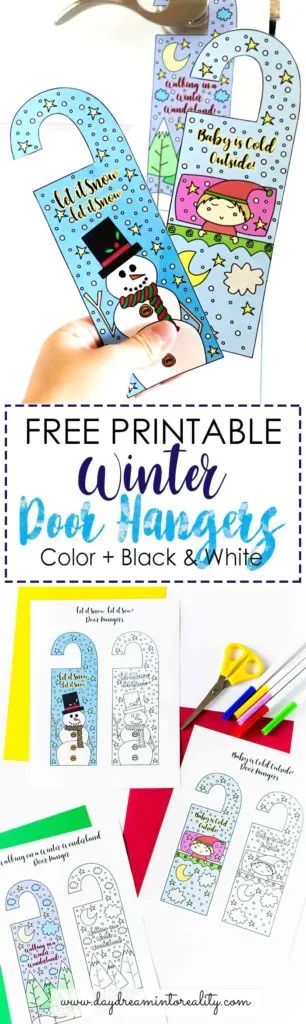 Welcome the cold season of the year with these Coloring Winter Door Hangers Free Printable. Trust me, they'll look really cute on your children's bedroom!!!