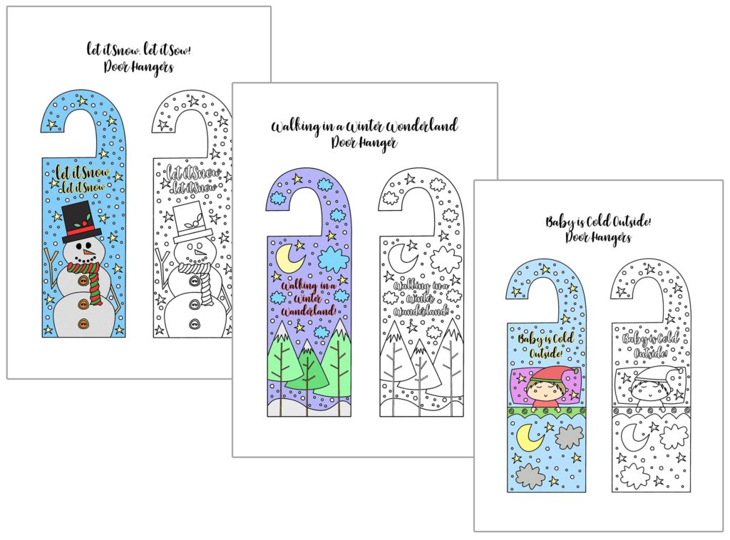 Welcome the cold season of the year with these Coloring Winter Door Hangers Free Printable. Trust me, they'll look really cute on your children's bedroom!!!