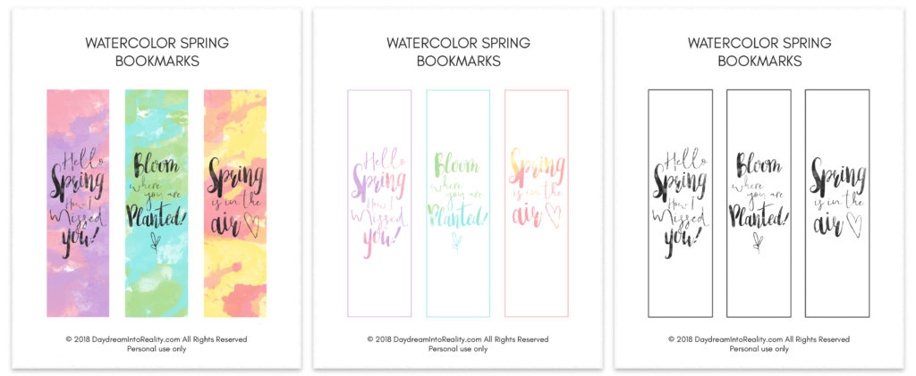 Hold on tight. These Watercolor Spring Bookmarks are absolutely beautiful! Use them for all of your books, or why not to give them to someone that loves reading and the spring season!!