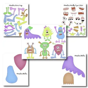 This craft is so much fun! Cut around it and have your kids put together the monsters.