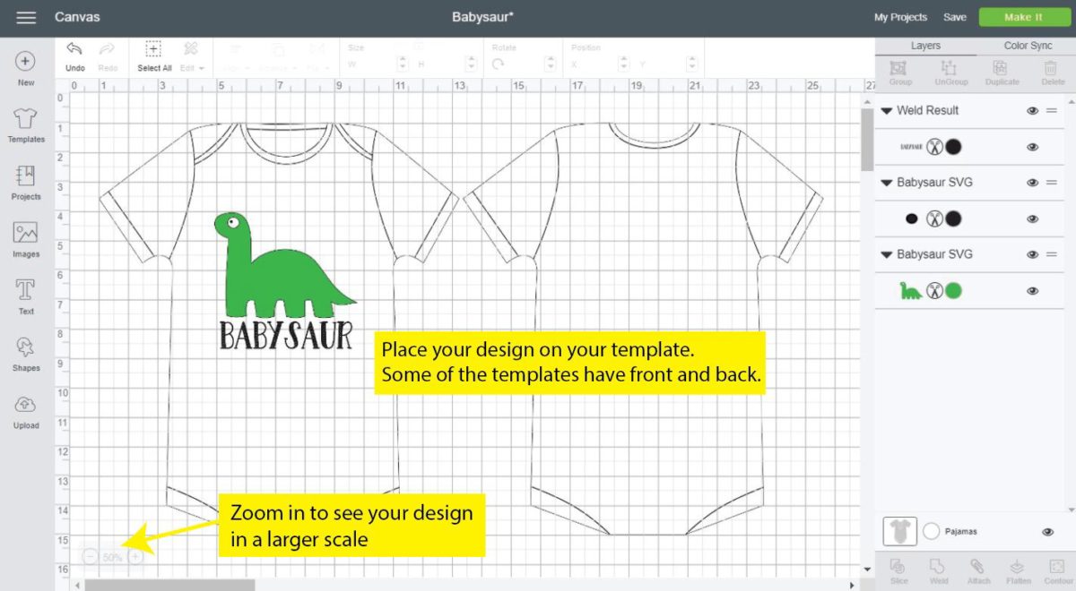 Place Design where you want it to be on the Template