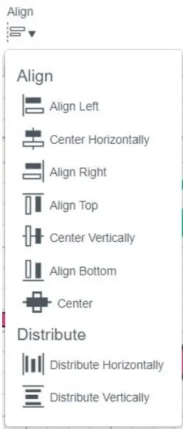 Alignment Drop Down Menu, cricut design space.