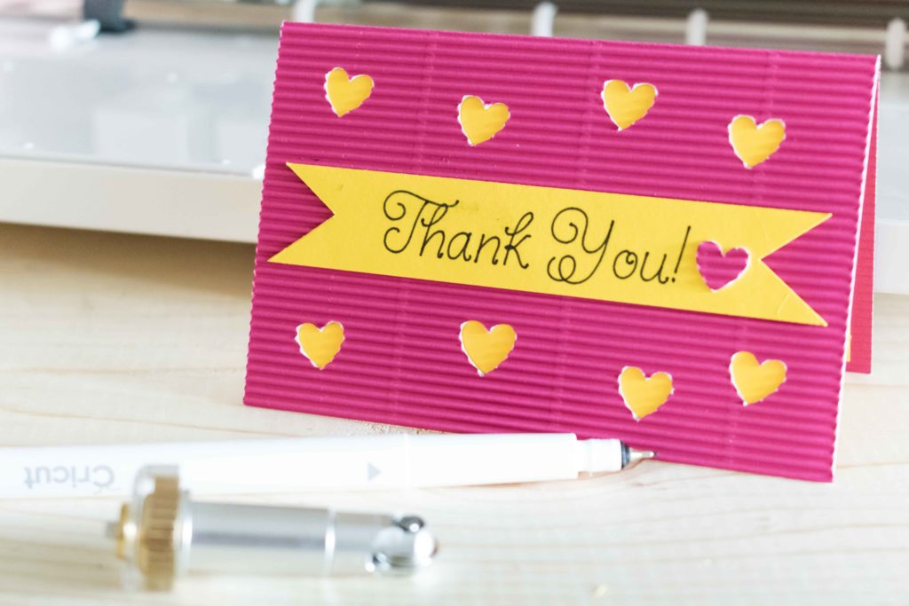 Thank you Card along with the Cricut Pen and Scoring wheel