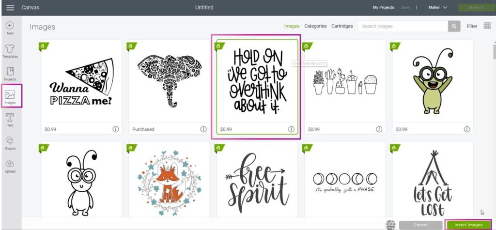 Select Image in Cricut Design Space