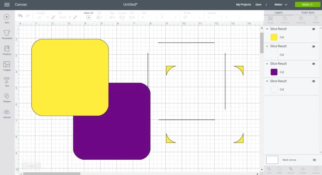 2 perfect rounded squares on Cricut Design Space