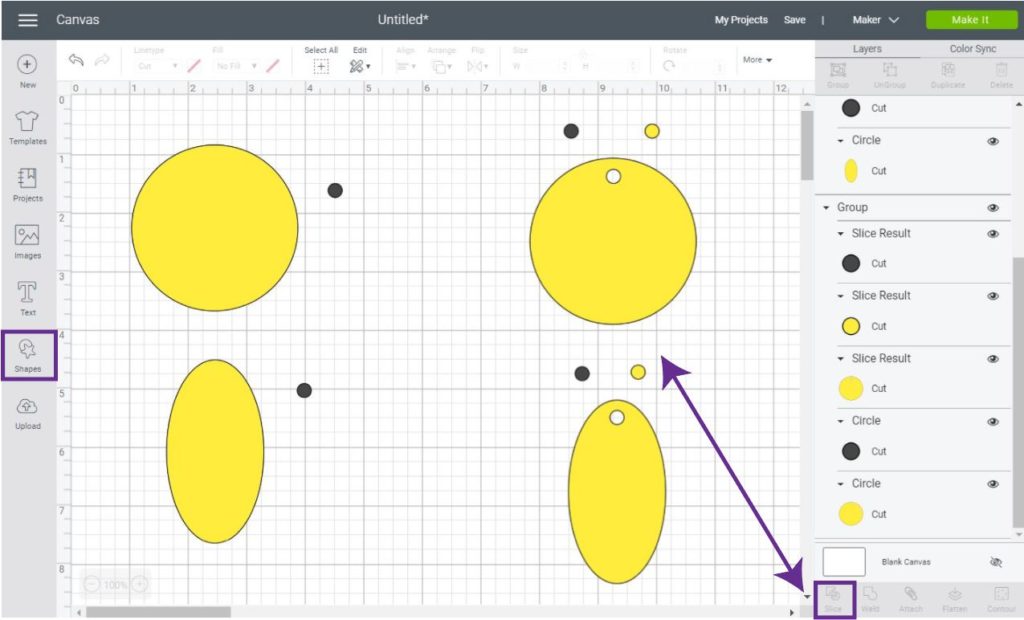 Make a Gift Tag body with shapes in Cricut Design Space