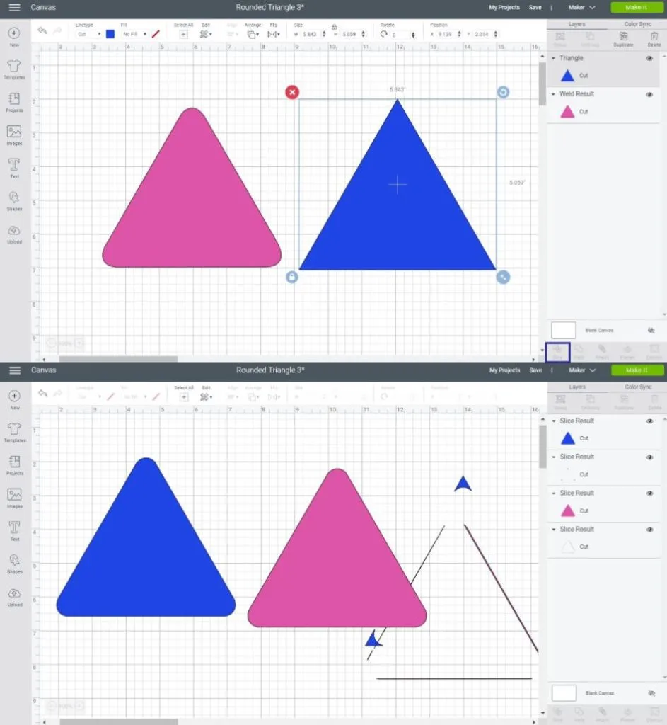 Smoothing the lines of the triangle so its perfectly rounded.