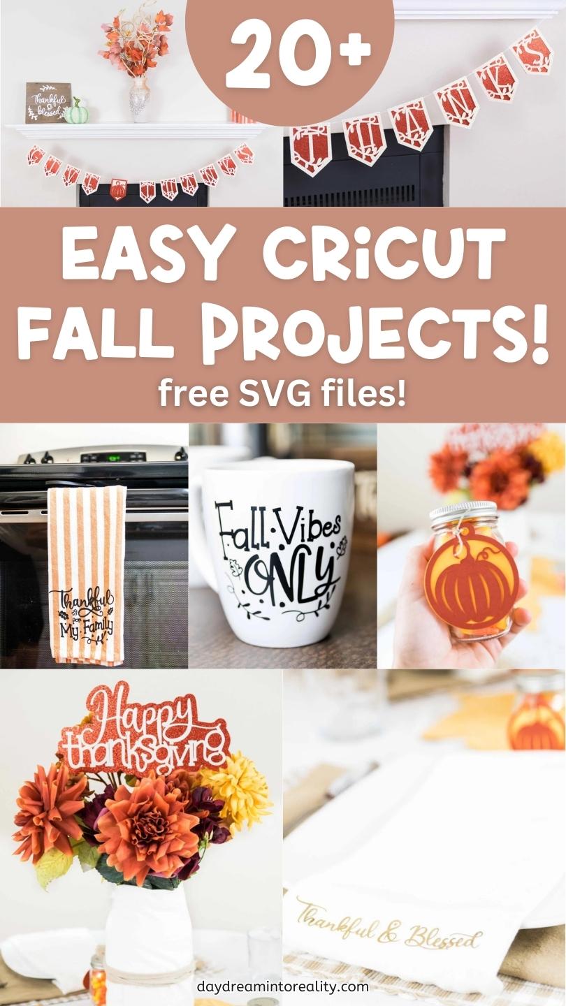 Cricut Fall Projects and Crafts with Free SVG - Pinterest Image