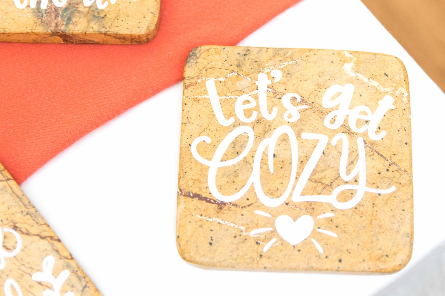 let's get cozy fall coaste made with cricut