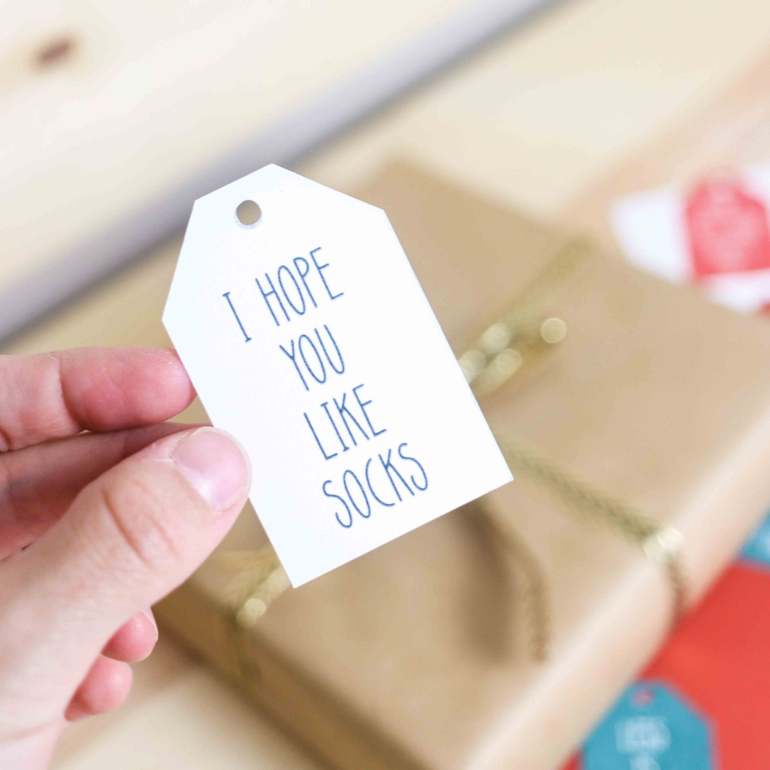 i hope you like sock free christmas gift tag