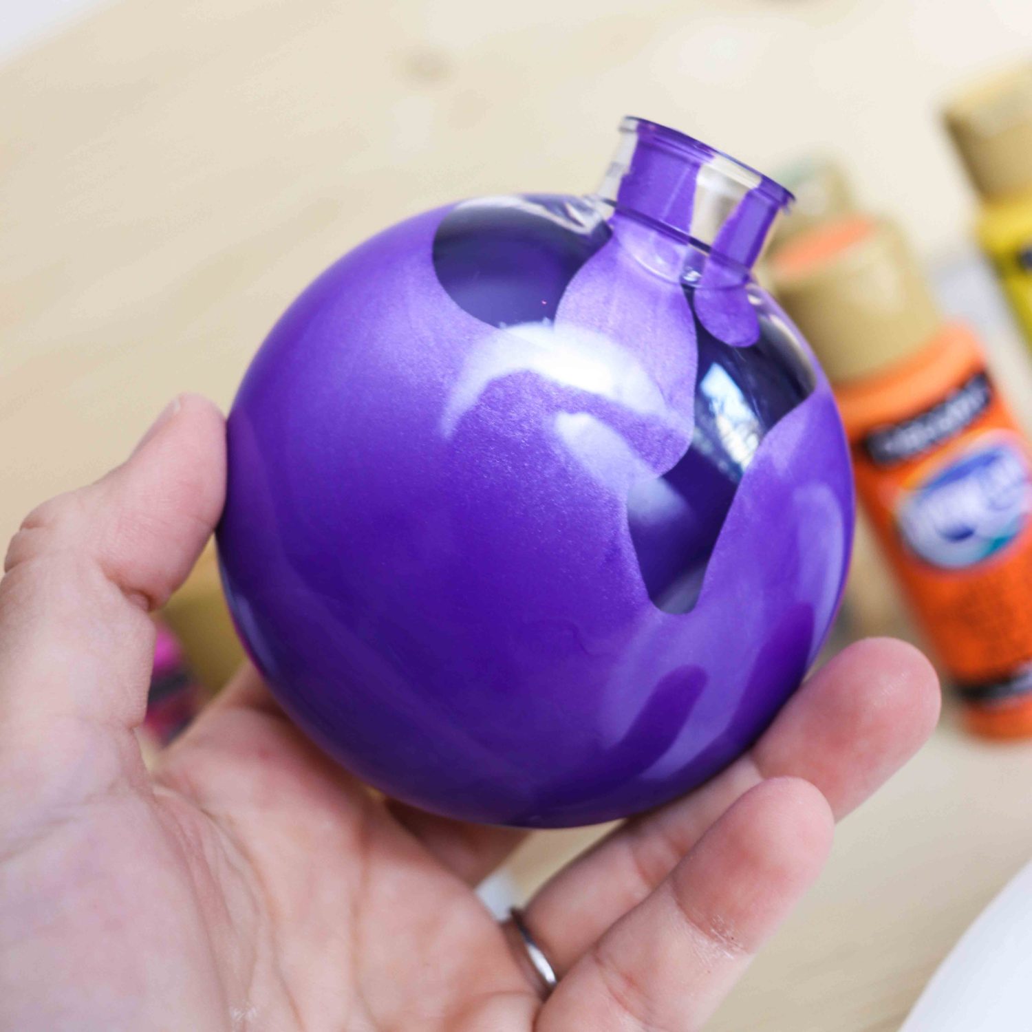 Swirling paint in Christmas Ornament