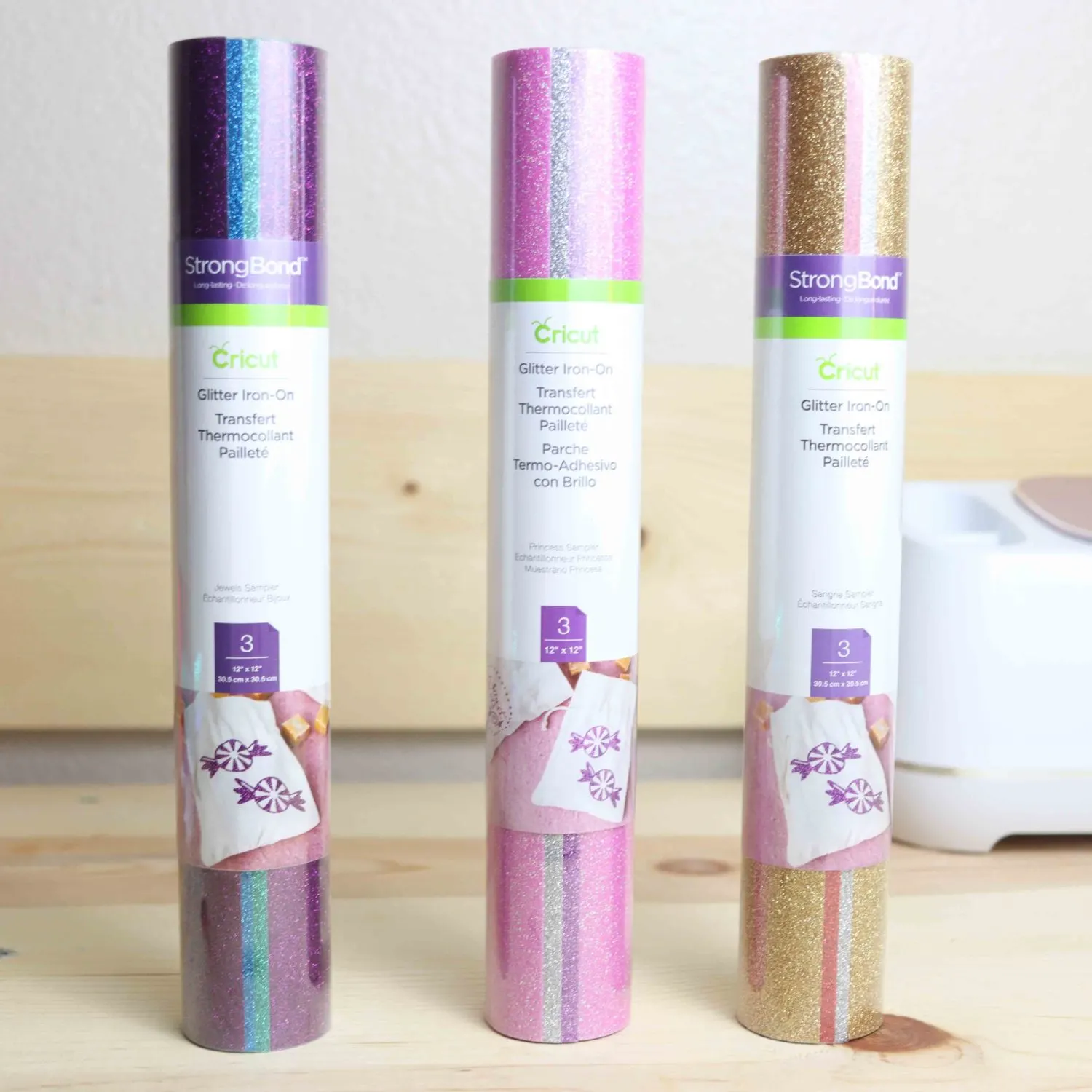 assorted glitter iron-on vinyl rolls