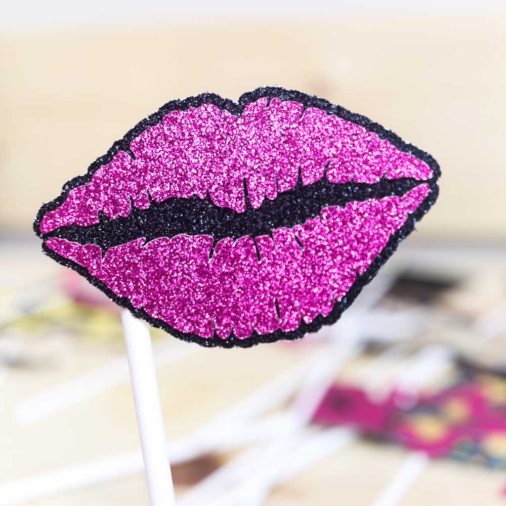 lips photo props made with glitter cardstock