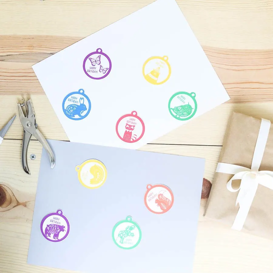 Assorted animals birthday gift tags free printable