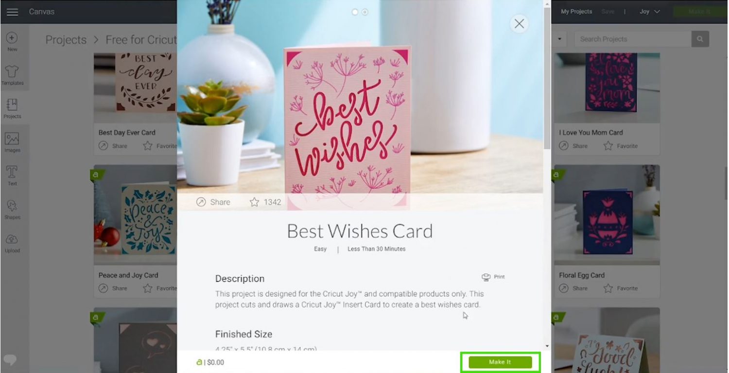 Cricut Joy Best Wishes project