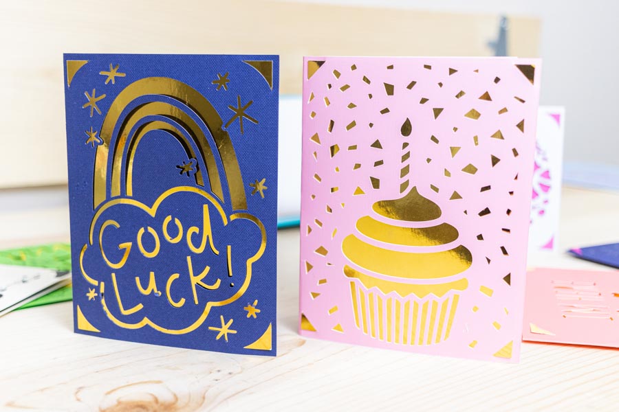 good luck and birthday card made with Cricut Joy