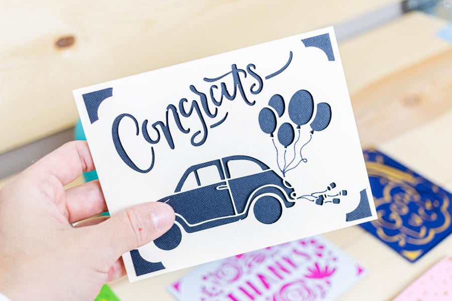 congratulations card for a wedding made with Cricut Joy