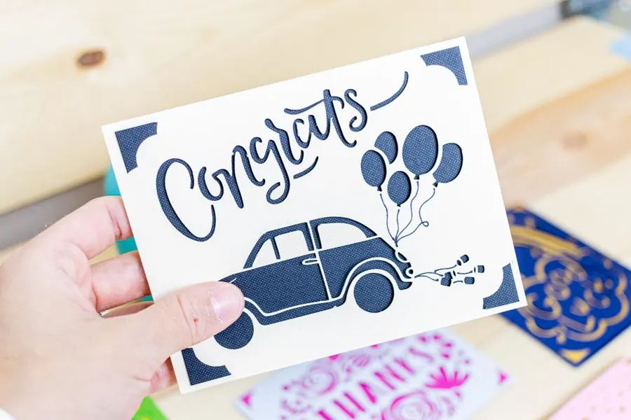 congratulations card for a wedding made with Cricut Joy