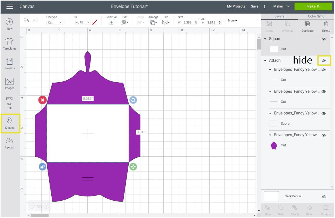 adding a rectangle in Cricut Design Space