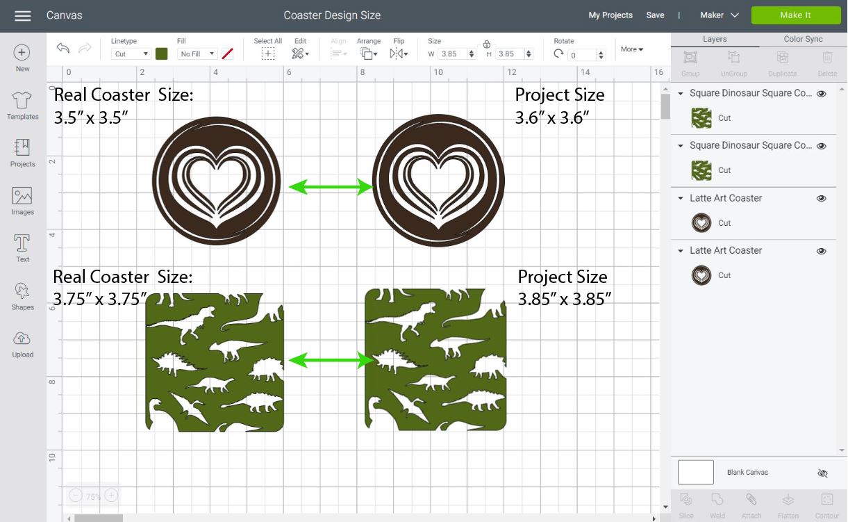 coaster and project size in design space