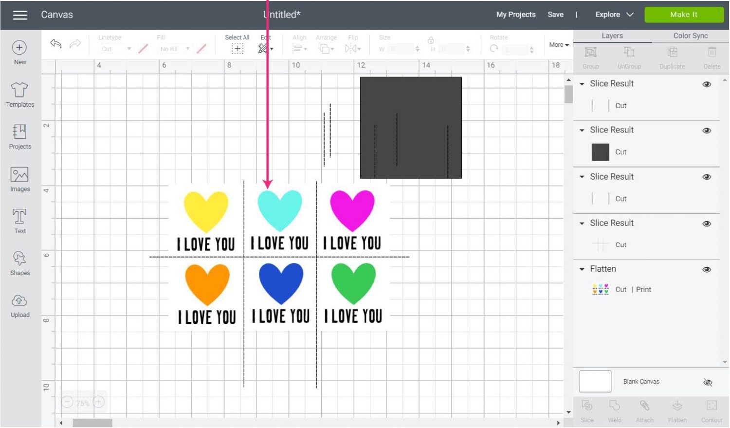 slice result in in Cricut Design Space