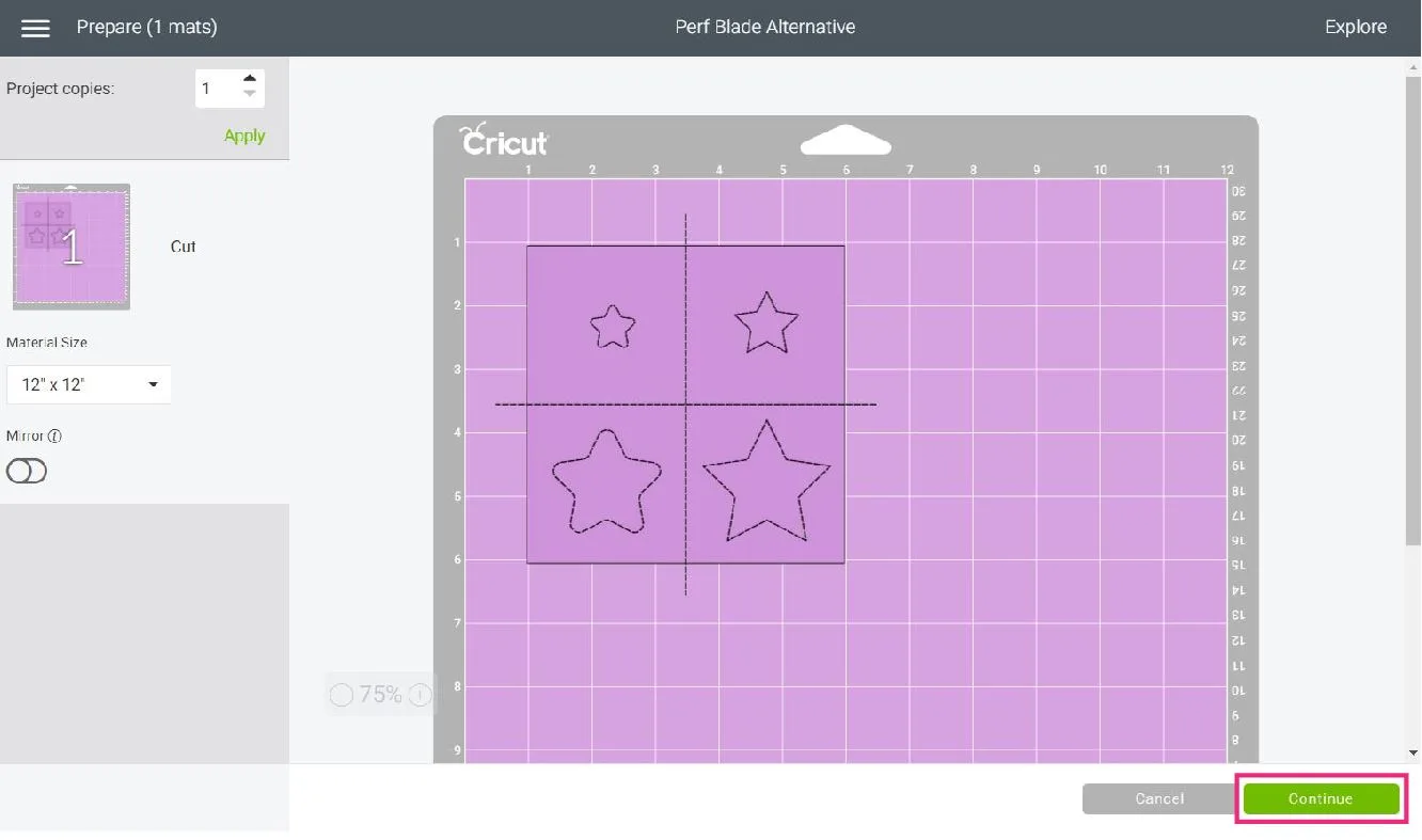 mat preview in Cricut Design Space