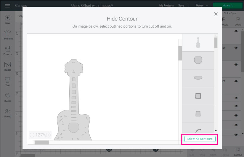 contour tool in design space