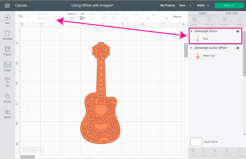 changing from cut to draw in Cricut design space to write on outline