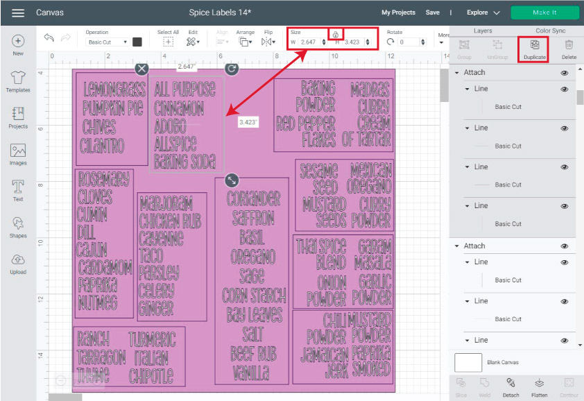 resizing weeding box in cricut design space