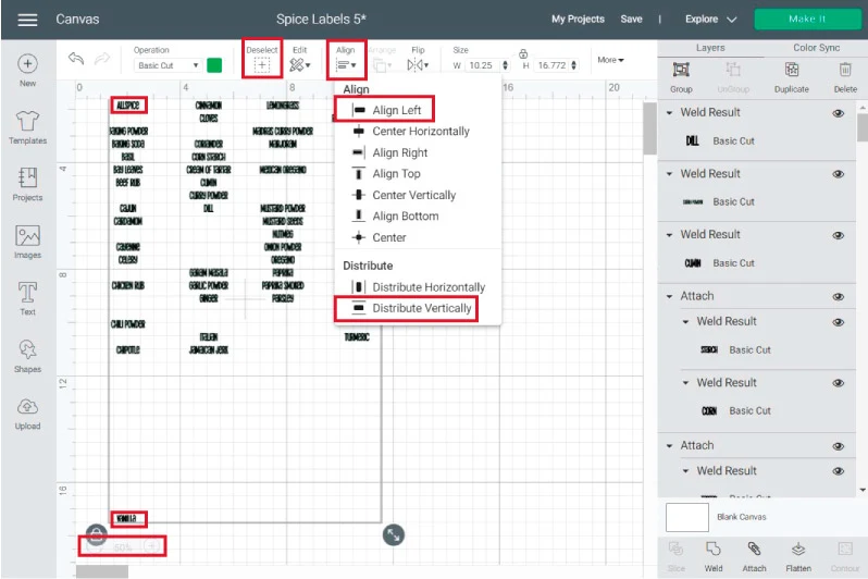 aligning in cricut design space