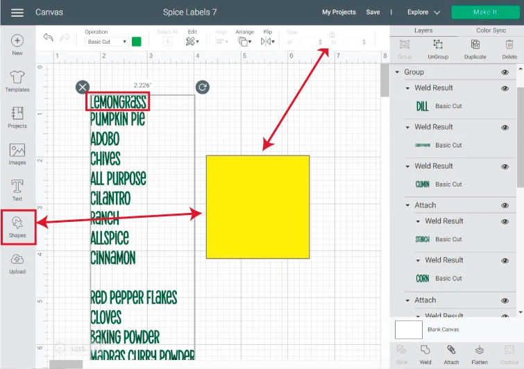 adding a square in cricut design space