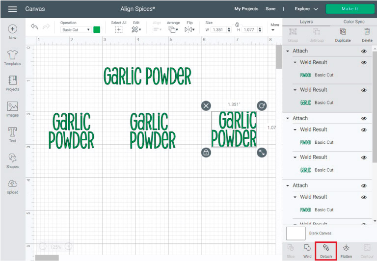 aligning text in cricut design space 