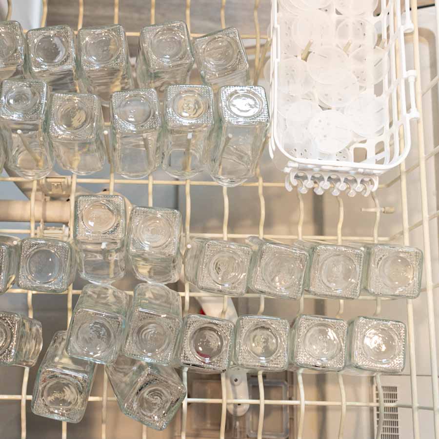 spice jar bottles in dishwasher