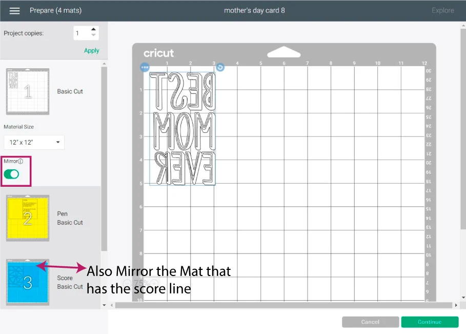 mat preview in cricut design space