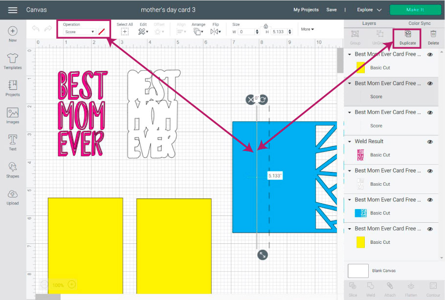 changing operation in cricut design space