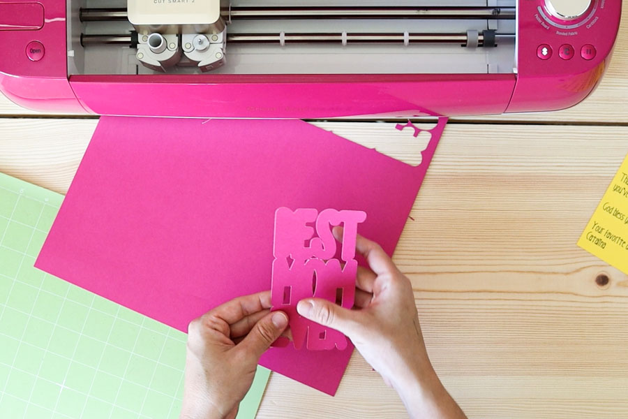 cutting pink cardstock with cricut explore