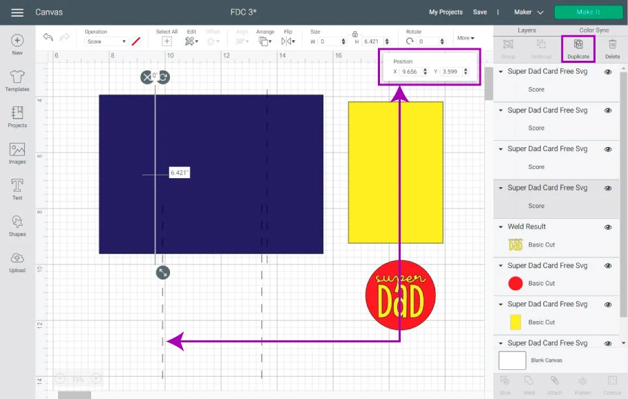 adding a copy of score lines for easier to fold lines.