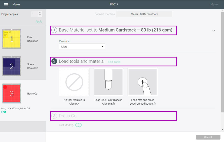 select materials and tools design space mat 3