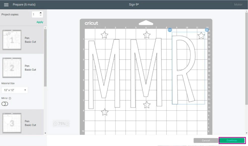 mat preview before cutting stencil