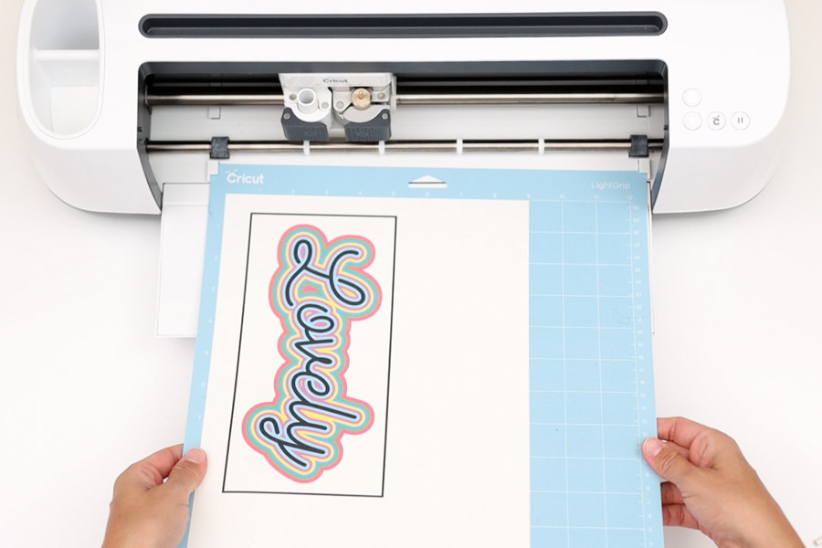 loading print then cut cake topper to cricut machine