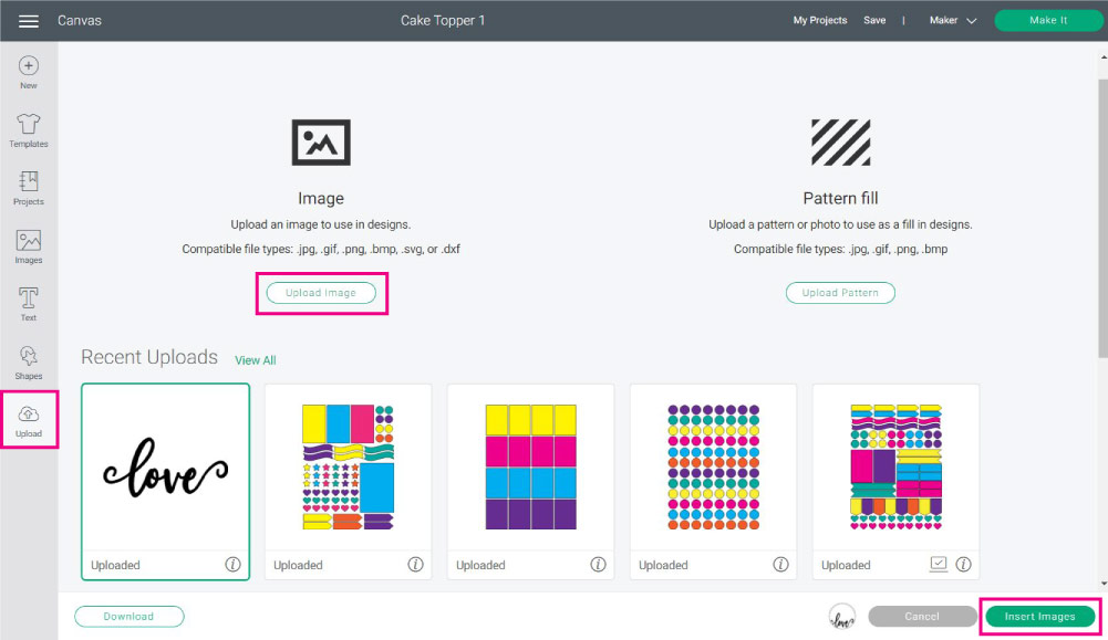 Uploading a Cake Topper Image to Cricut Design Space