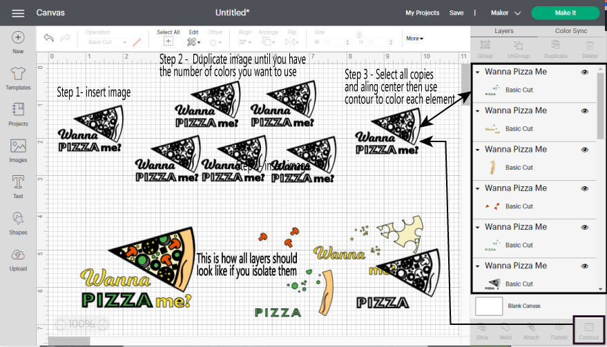 steps to color an image in Cricut Design Space