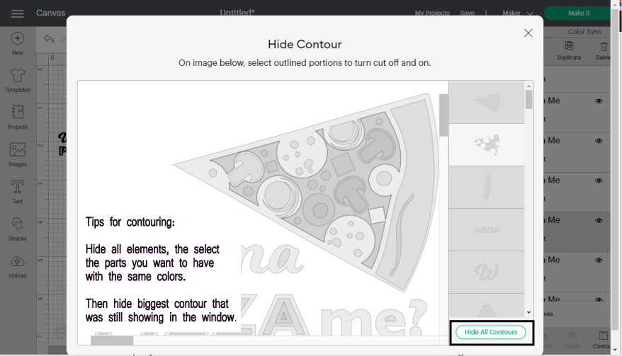 using contouring to color images in Cricut Design Space