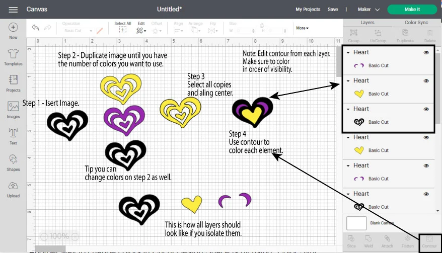 Third example for coloring in Cricut Design Space