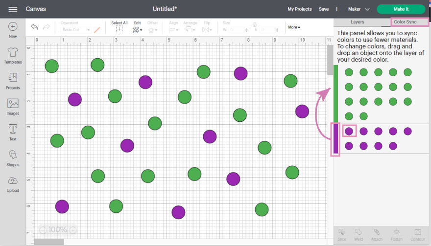 Color Sync location in Cricut Design Space