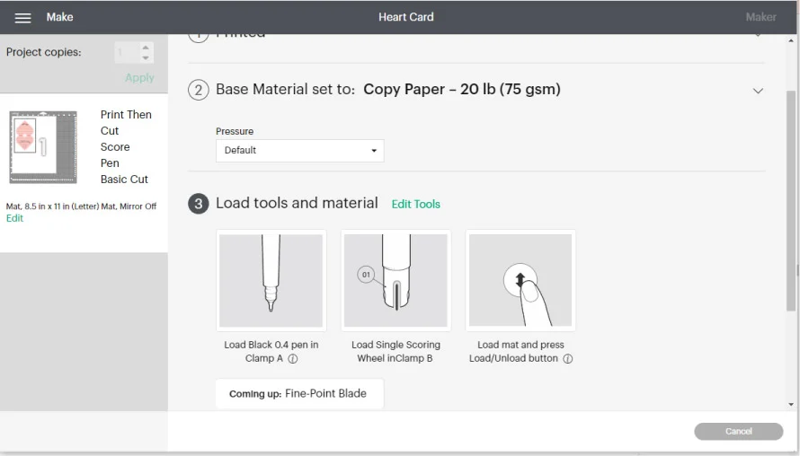 Screenshot of setting the materials